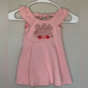 Pink and White Disney Princess Dress with Embroidered Princess and bow Size 2T